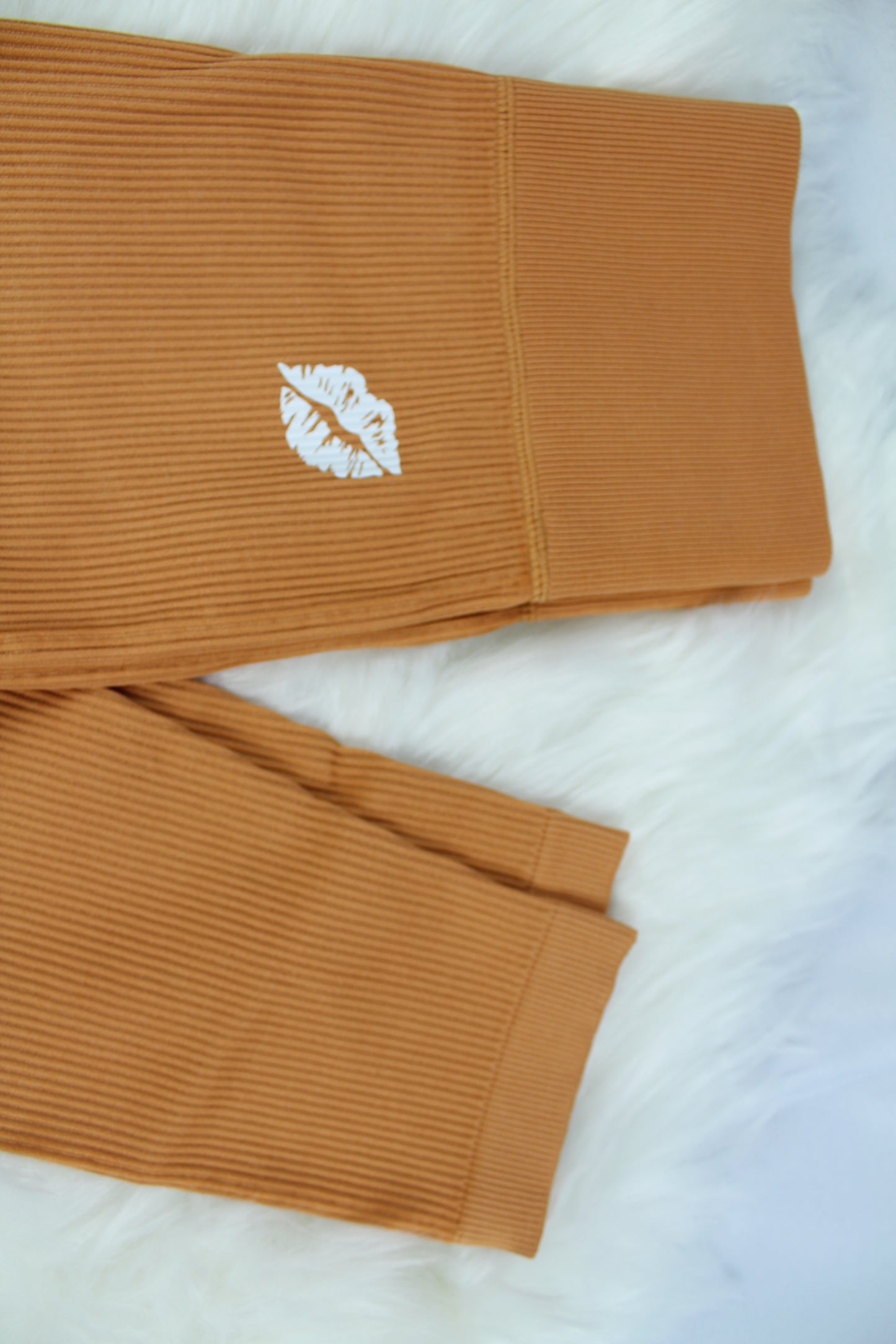 Ribbed Fall orange seamless legging set