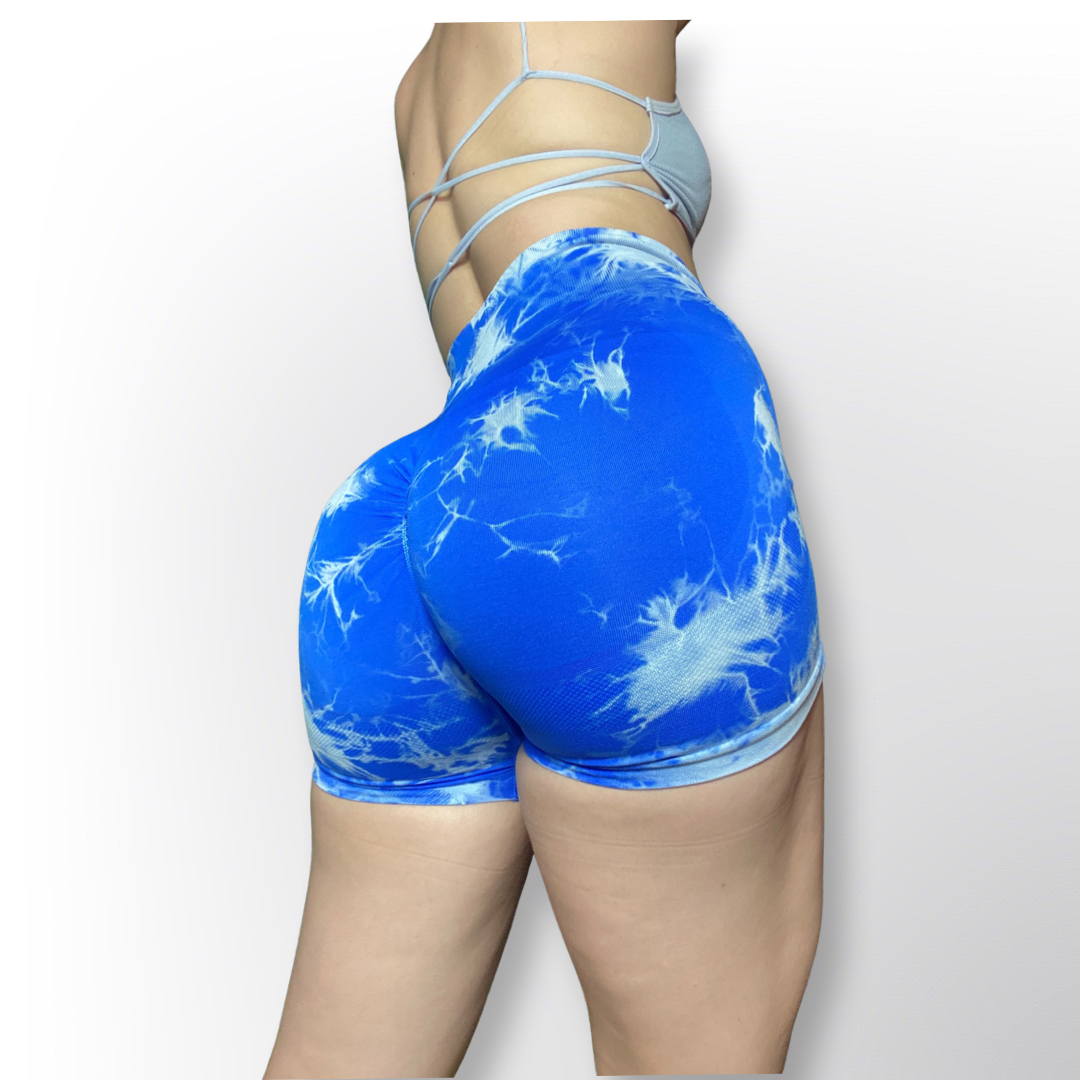 Blue marble booty shorts