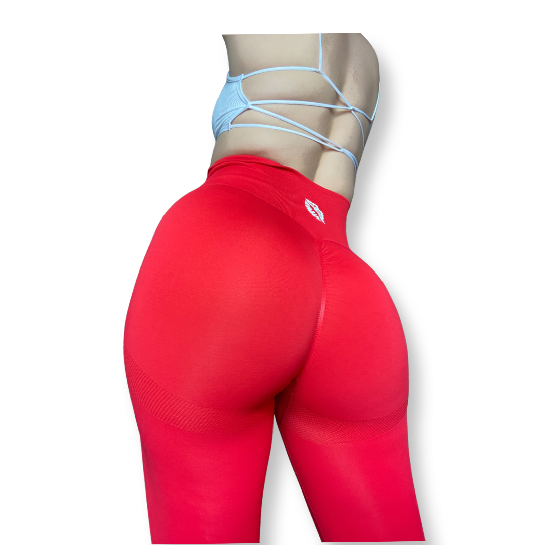 Seamless booty scrunch leggings ( red )