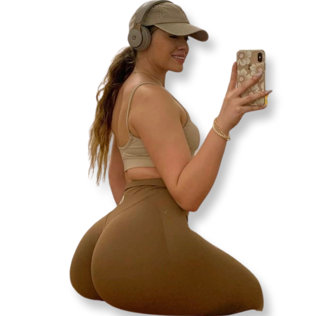seamless booty scrunch leggings ( brown )